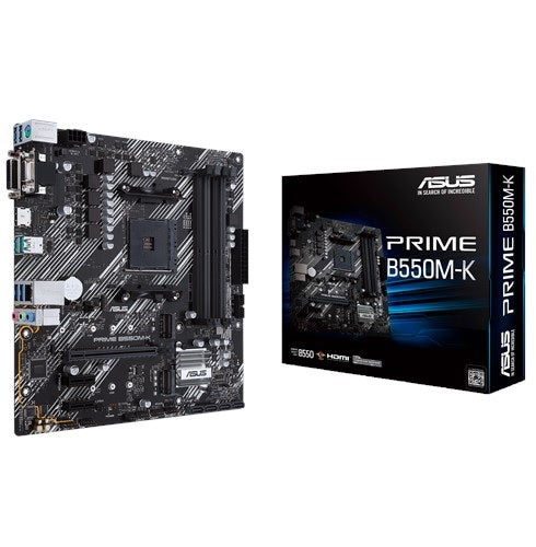Tarjeta Madre ASUS PRIME B550M-K - micro ATX, AMD, Ryzen AM4, PCIe 4, HDMI / D-Sub / DVI, SATA 6 Gbps Tarjeta Madre ASUS PRIME B550M-K - micro ATX, AMD, Ryzen AM4, PCIe 4, HDMI / D-Sub / DVI, SATA 6 Gbps